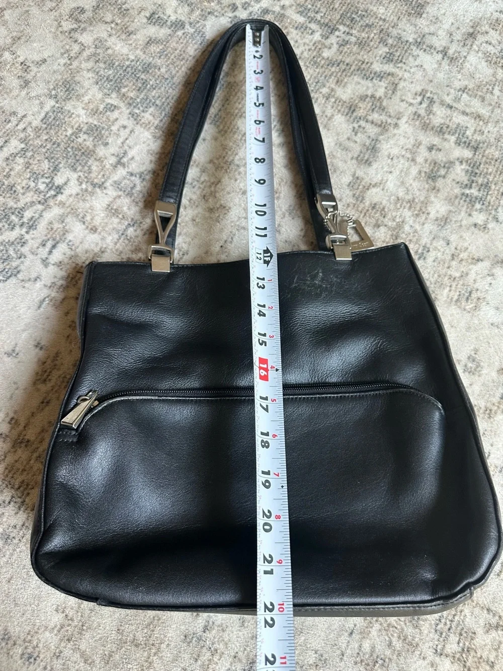Laura Scott Vintage Black Genuine Leather Shoulder Bag Tote